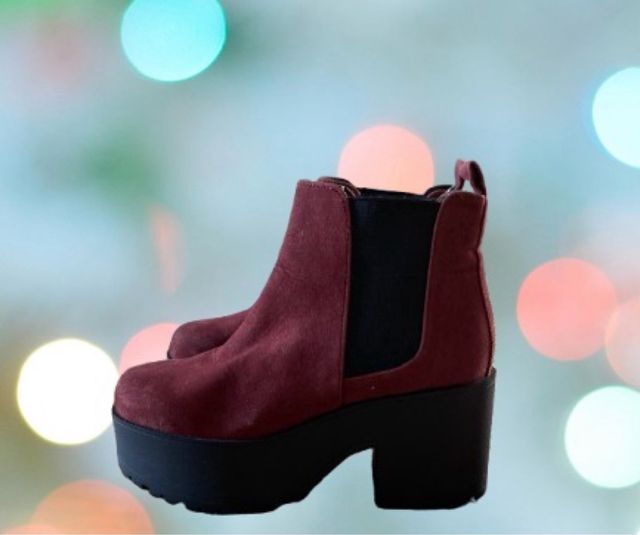 Botines plataforma burdeos, talla 35