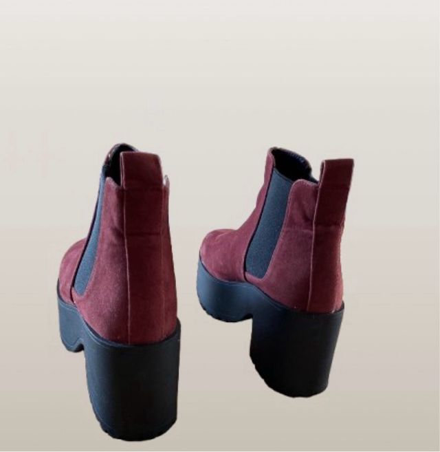 Botines plataforma burdeos, talla 35