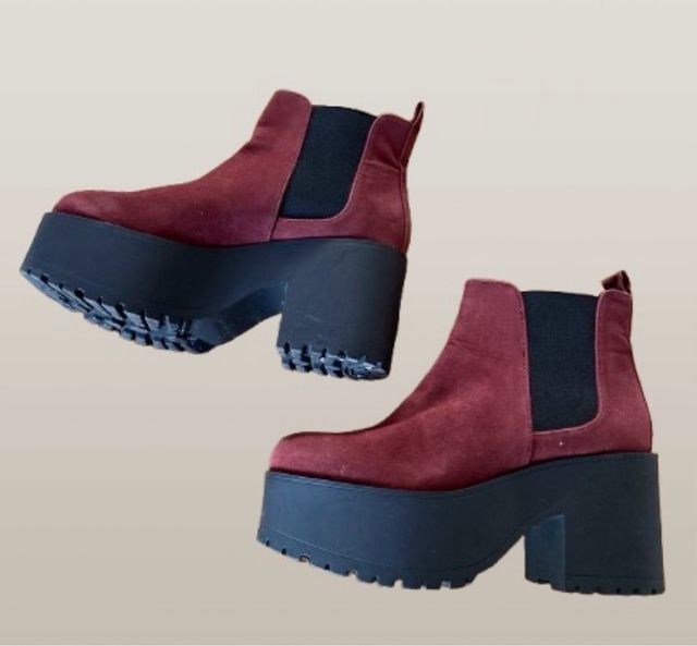 Botines plataforma burdeos, talla 35