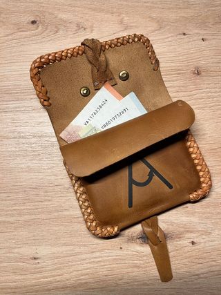 Cartera cuero trenzada - Marrón