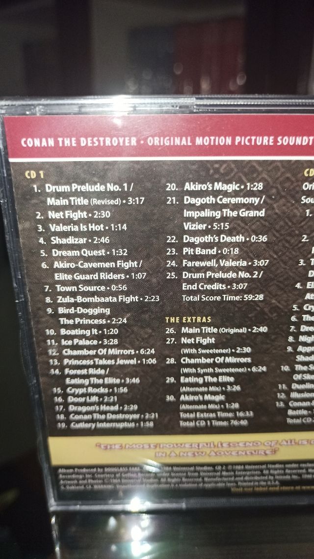 2 CDs banda Sonora Conan el Destructor