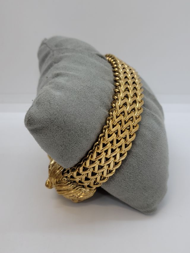 Pulsera Leones maciza acero quirúrgico oro chapado