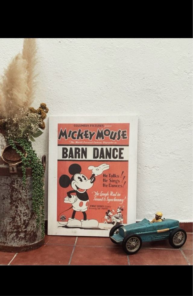 Cuadro Vintage Mickey Mouse de madera