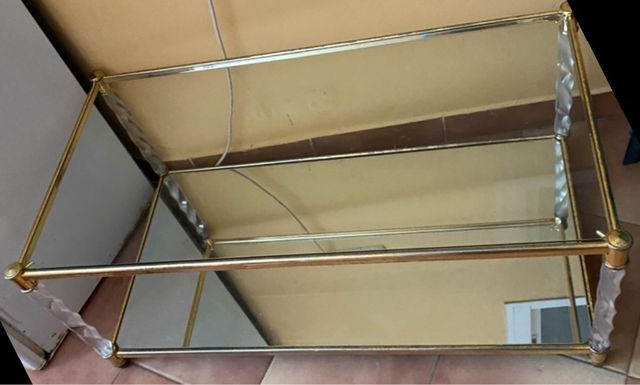 Mesas centro cristal dorada