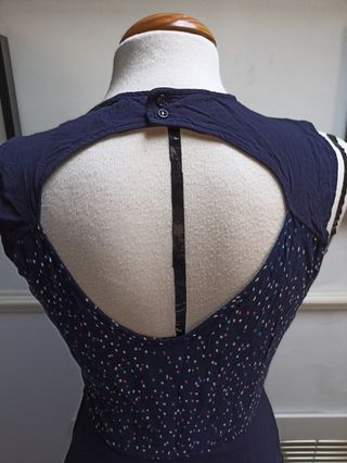 Vestido Naf Naf M - Azul con lunares