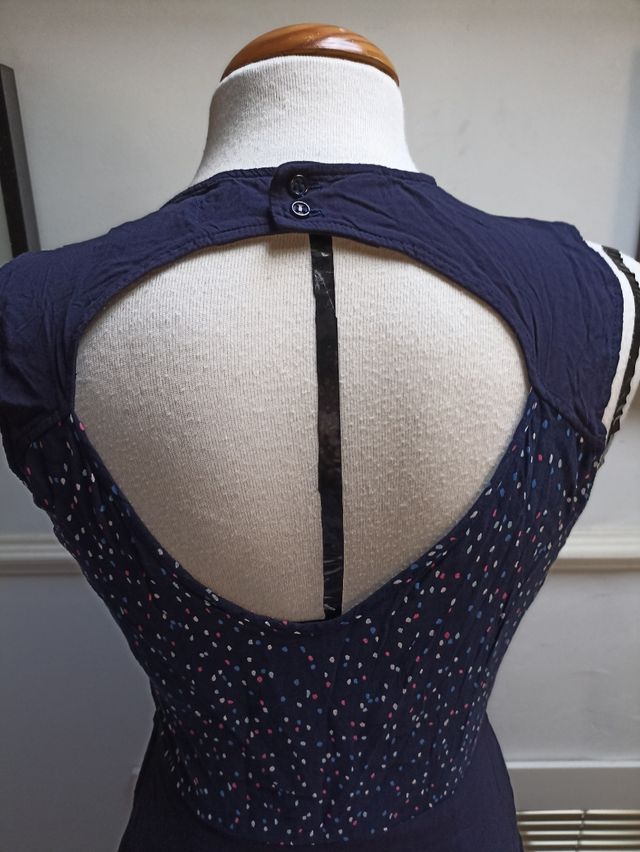 Vestido Naf Naf M - Azul con lunares