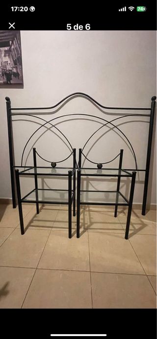 Cabecero cama + 2 mesitas noche + espejo + silla