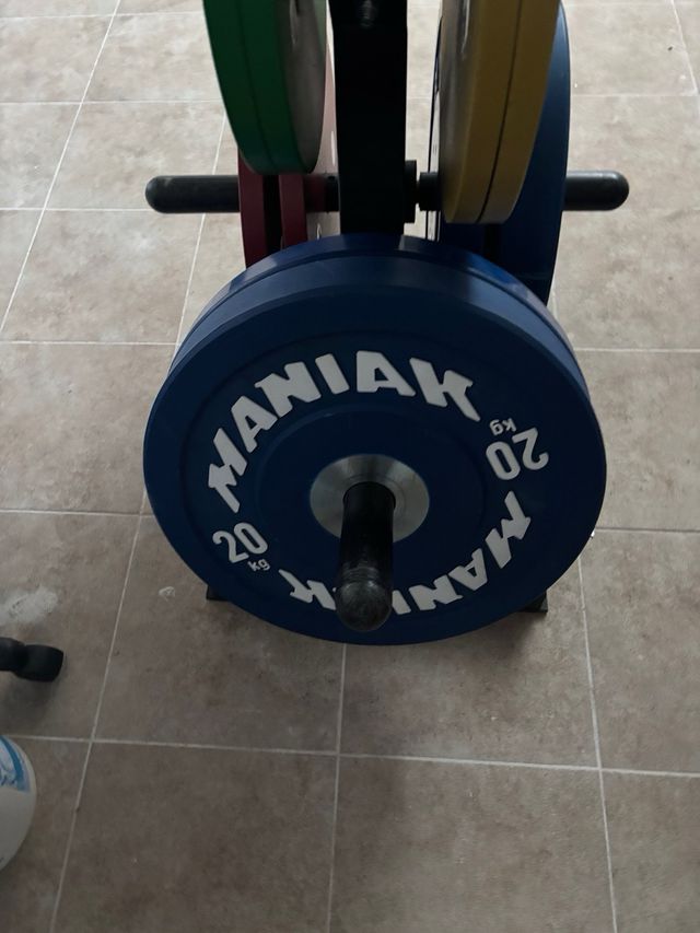 lote maniak gimnasio . Discos ,bastidor y banco
