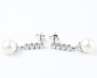Pendientes vintage con diamantes y perlas
