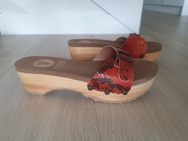 Zuecos Kibei piel naranja nº38
