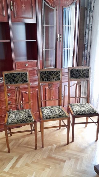 5 Sillas antiguas terciopelo - Madera