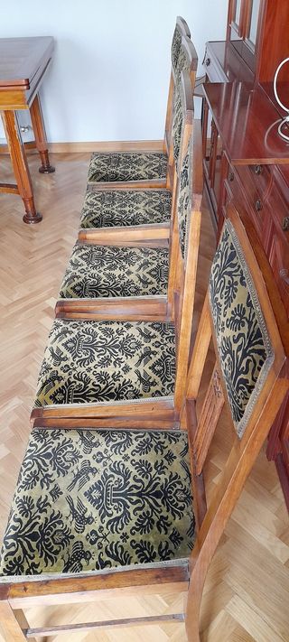 5 Sillas antiguas terciopelo - Madera