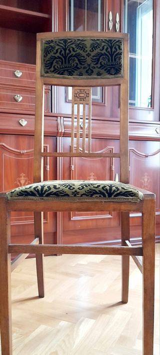 5 Sillas antiguas terciopelo - Madera