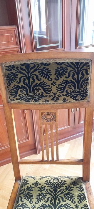 5 Sillas antiguas terciopelo - Madera