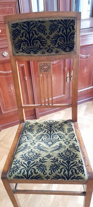 5 Sillas antiguas terciopelo - Madera
