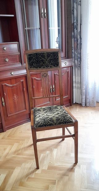 5 Sillas antiguas terciopelo - Madera