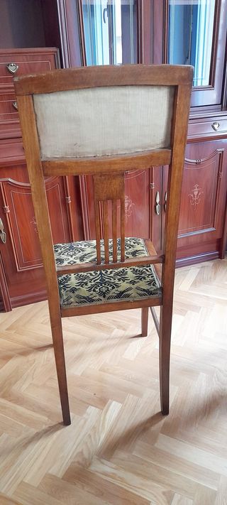 5 Sillas antiguas terciopelo - Madera