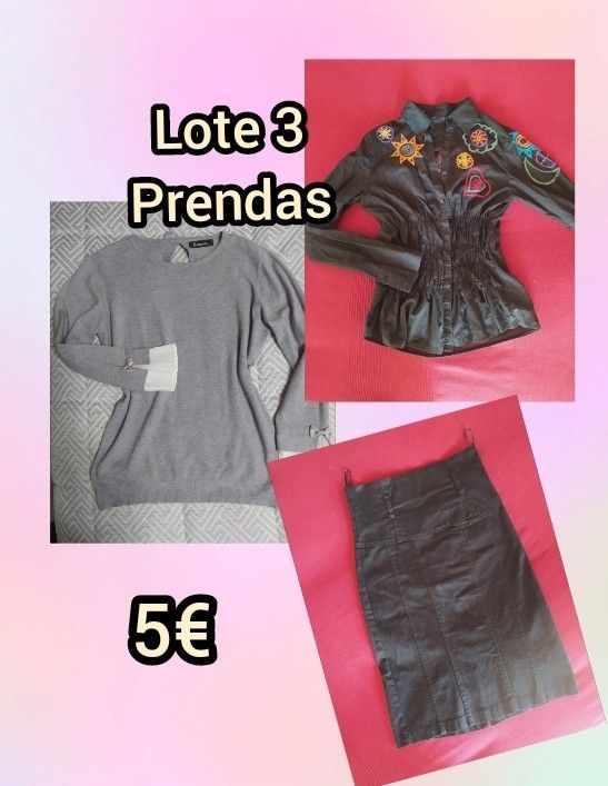 Lote 3 prendas: jersey, blusa, falda