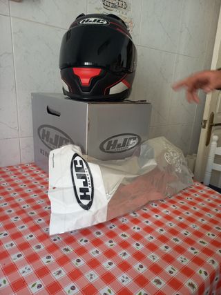 Casco moto HJC integral negro/rojo