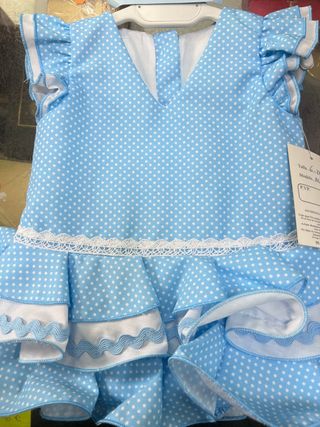 Traje gitana niña 6 meses celeste