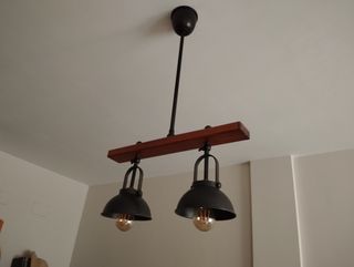 Lampara vintage 2 luces - Madera y metal