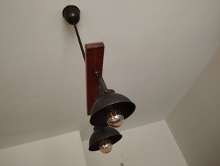Lampara vintage 2 luces - Madera y metal