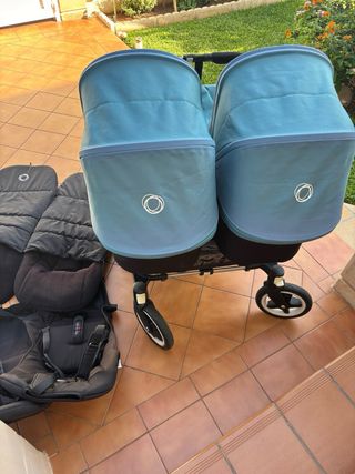 Carro Bugaboo Donkey gemelar turquesa
