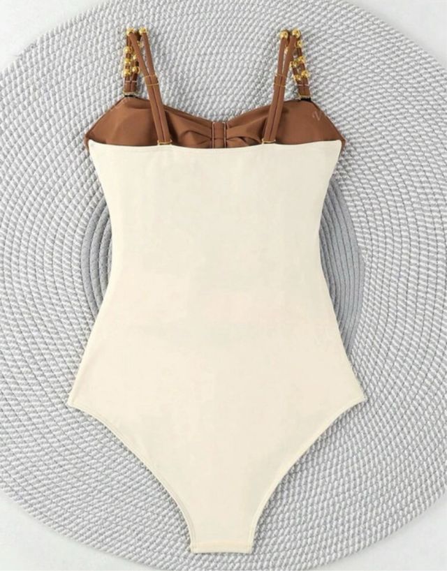 Bañador body marrón y beige