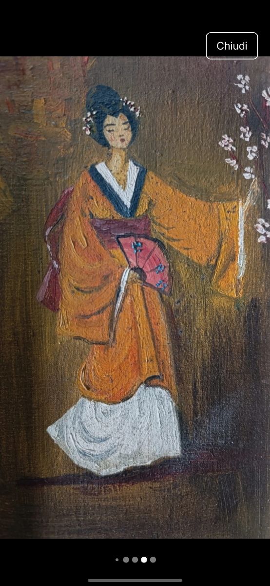 2 Quadri Geisha Dipinti a Mano