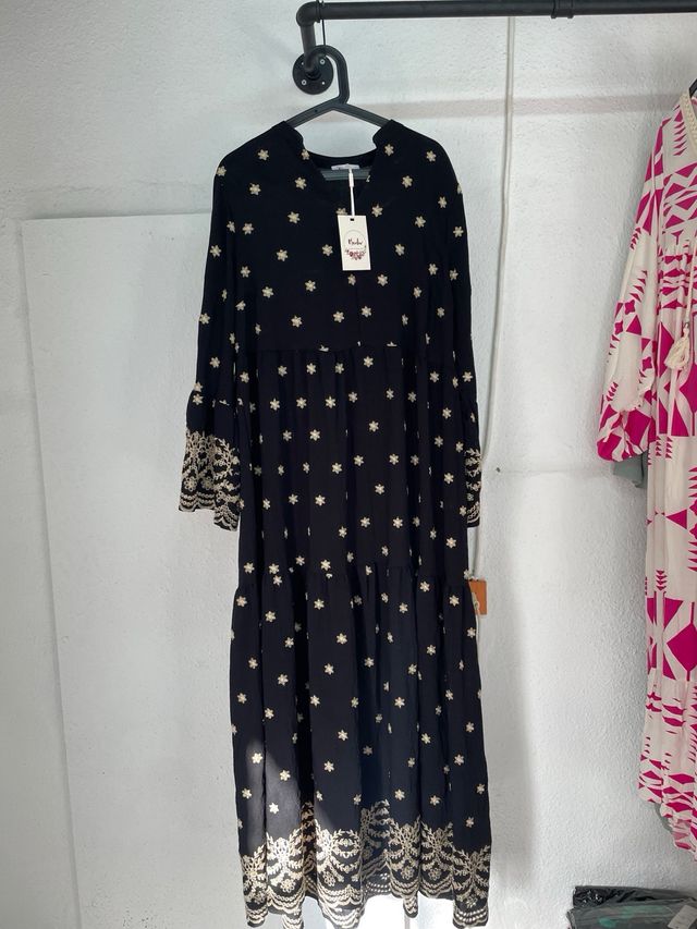 Vestido negro bordado - Talla única