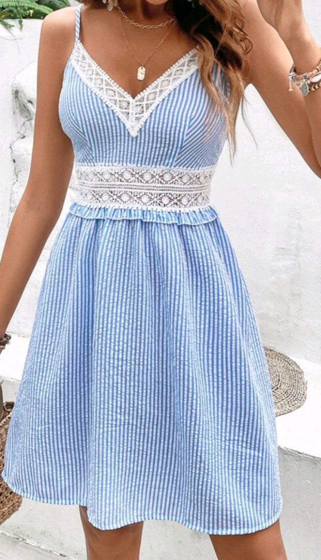 Vestido azul y blanco rayas verano