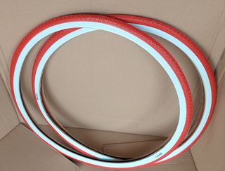 Pneu bicicleta 650x35A vermelho faixa branca