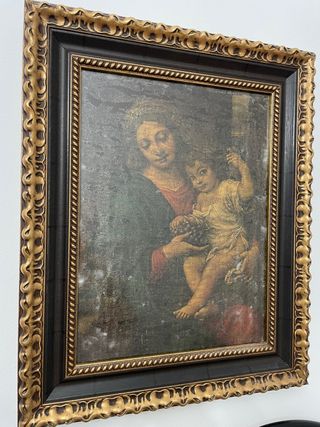 antiguo Cuadro Virgen con Niño