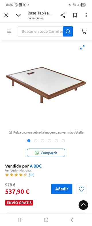 Base tapizada Pikolin - Piel sintética