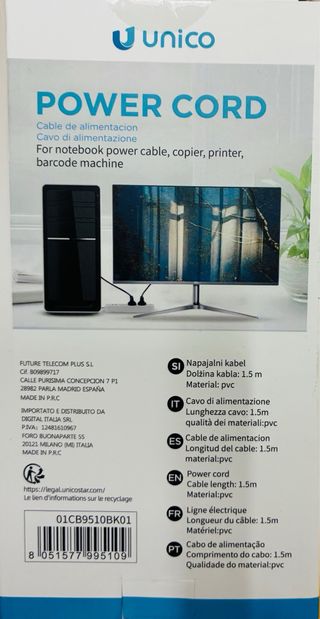 Cable alimentación Unico 1.5m