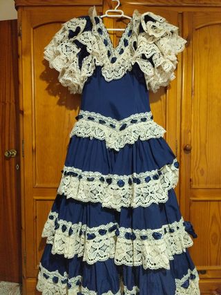 Traje gitana azul - Encaje bolillos