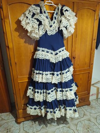 Traje gitana azul - Encaje bolillos