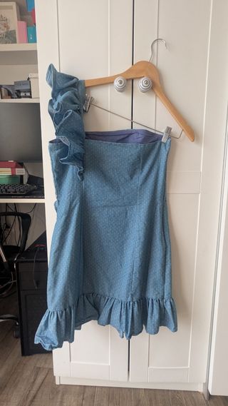 Vestido Minueto azul - asimétrico