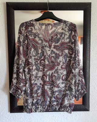 Blusa gasa estampada Promod talla M o 38.