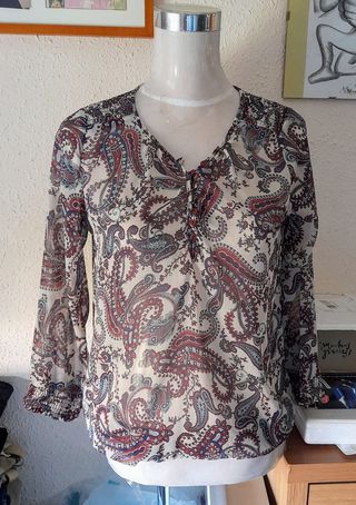 Blusa gasa estampada Promod talla M o 38.