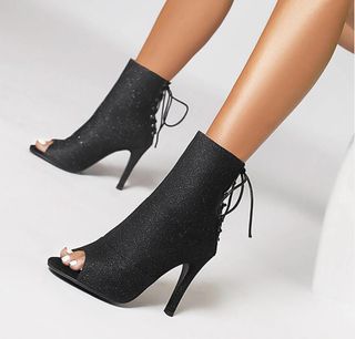 Botines negros brillantes de baile