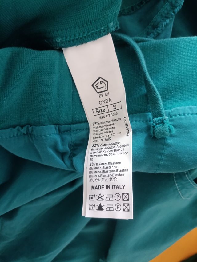 Pantaloni Cotone Verde Donna