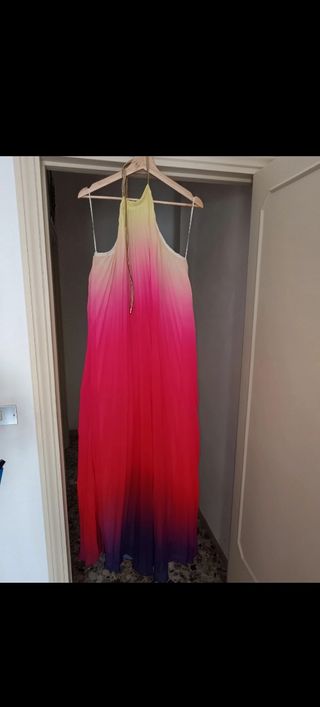 Vestito Lungo Plissettato Multicolor