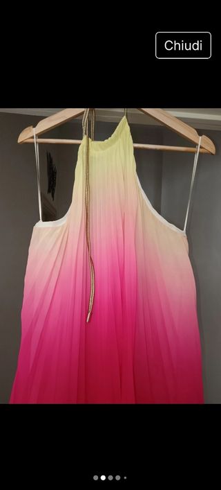 Vestito Lungo Plissettato Multicolor