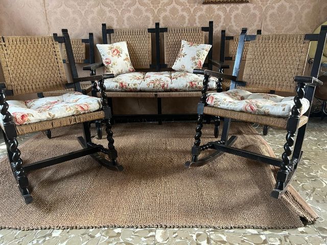 Conjunto salón vintage:
Sofá+ 2 sillones +2 sillas