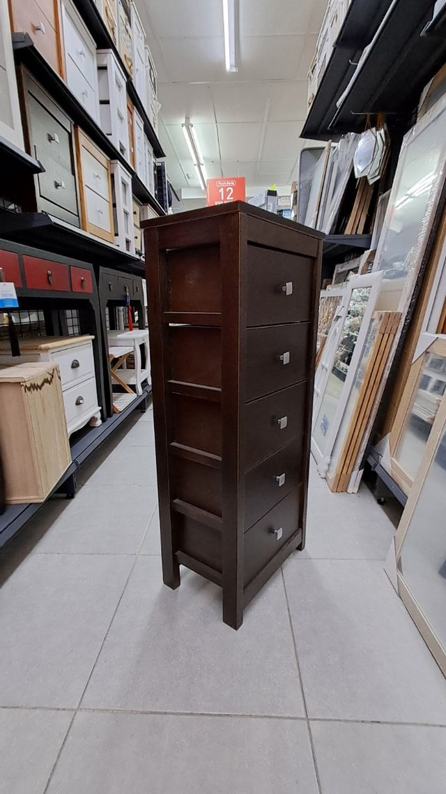 Cajonera de Madera con 5 Cajones - Marrón Oscuro
