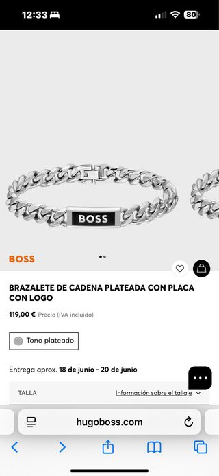 Pulsera Hugo Boss plata sin estrenar