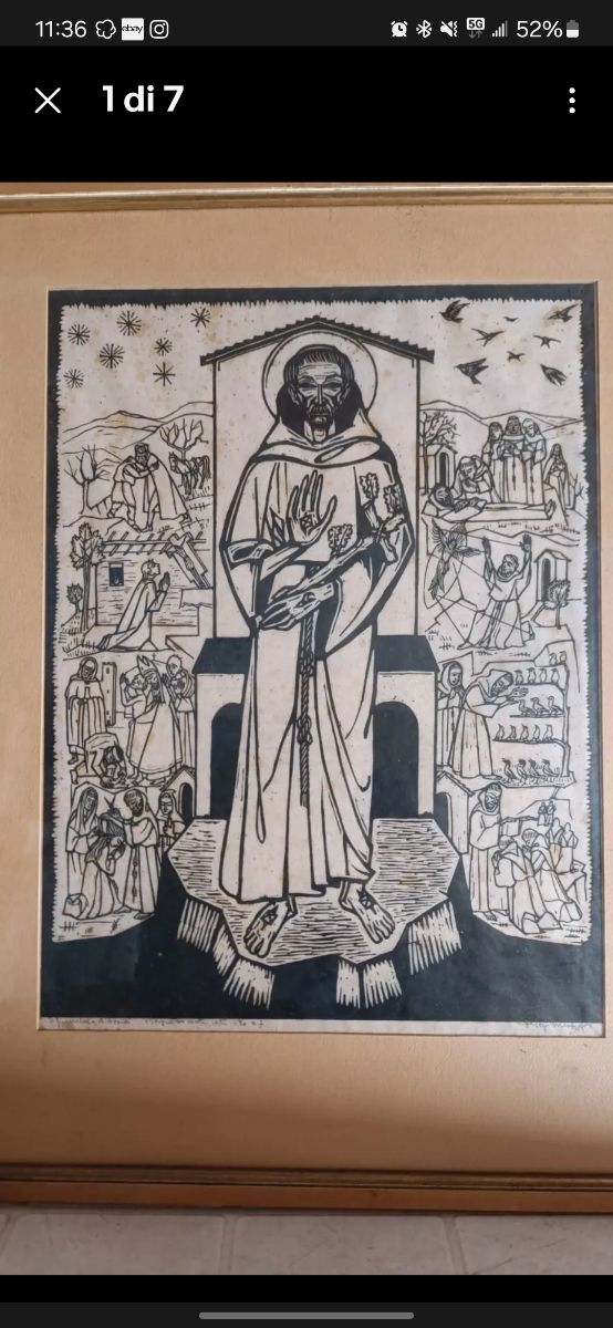 Quadro in silografia anni 60', San Francesco .