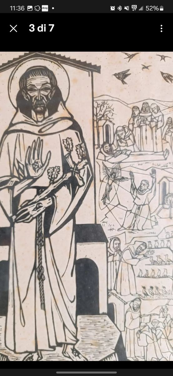 Quadro in silografia anni 60', San Francesco .