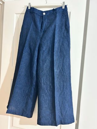 Pantalón Culotte Lino Marino